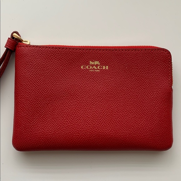 Coach Women's Red Corner Zip Wristlet - Picture 2 of 7